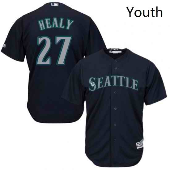 Youth Majestic Seattle Mariners 27 Ryon Healy Authentic Navy Blue Alternate 2 Cool Base MLB Jersey